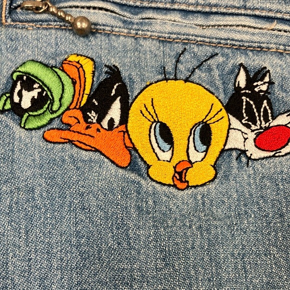 Disney Dresses & Skirts - Cartoon Embroidered Denim Skirt, 1st pic true color waist 15” length 20”